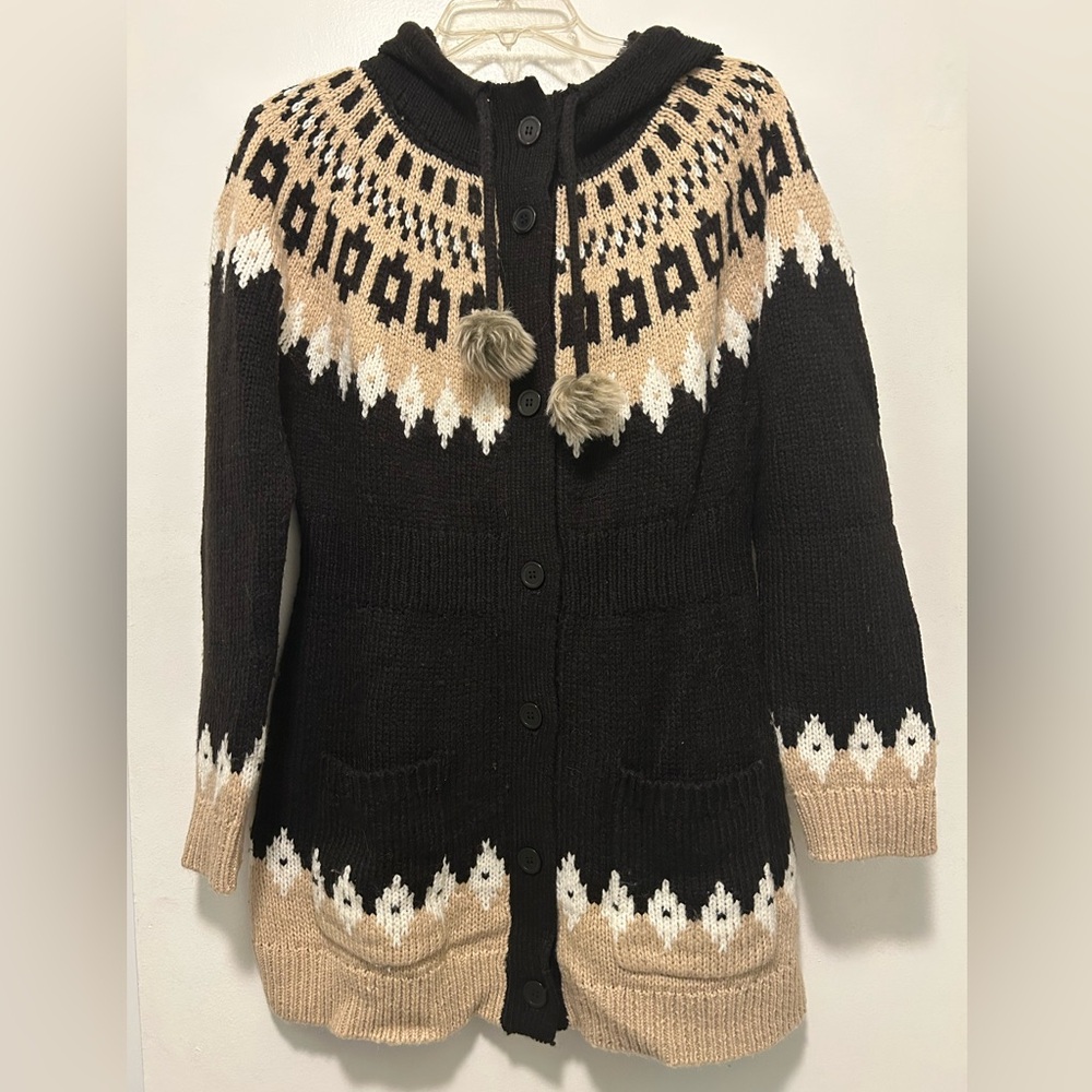 Size S - H&M Cream & Black Hooded Sweater